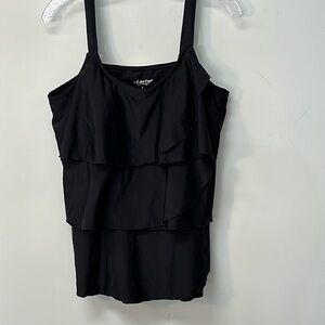 Coldwater Creek swimsuit top ruffled adjustable straps black size 6 tiered